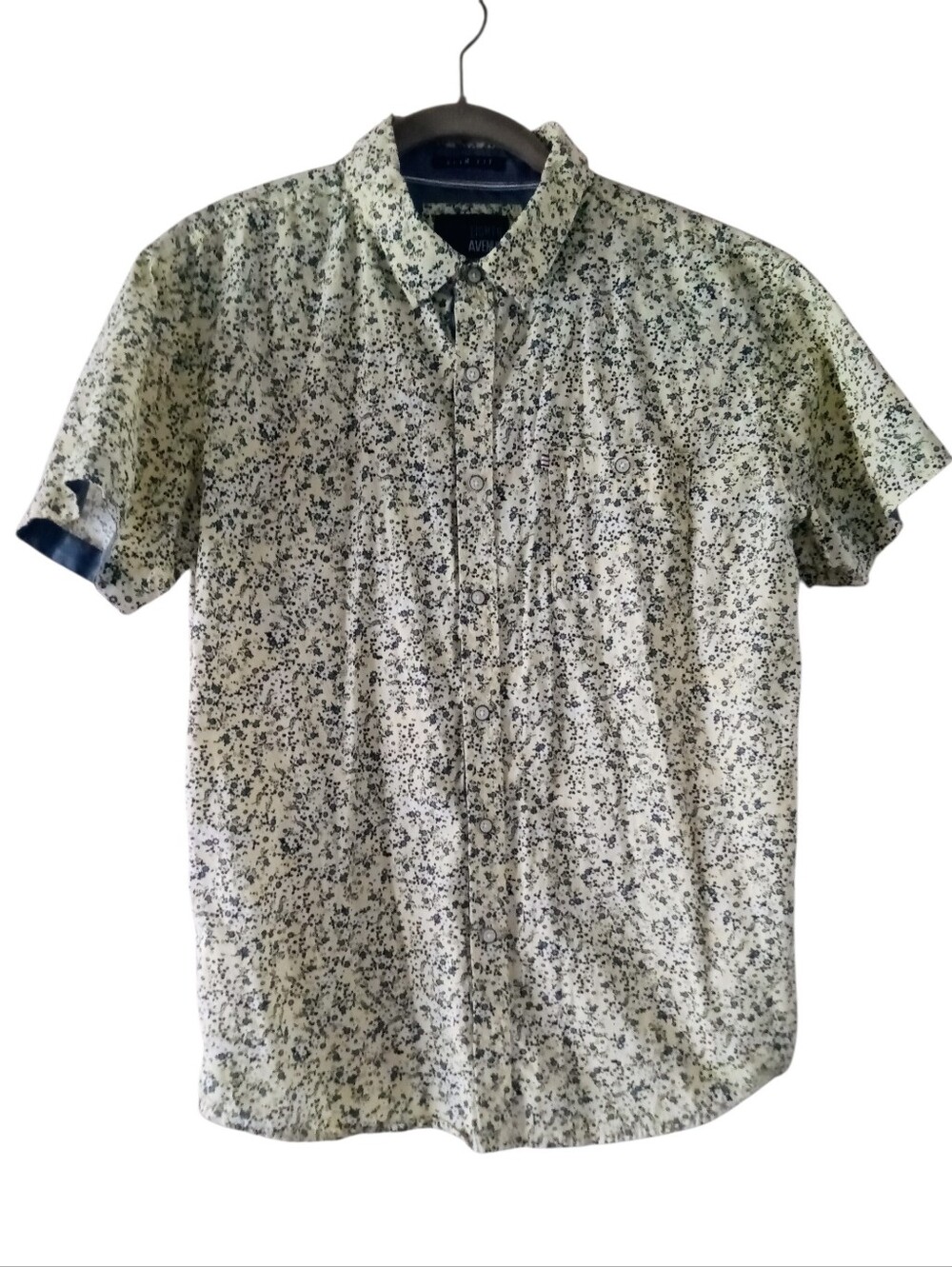Eighth Avenue Mens Slim Fit Button-Up Shirt In Pale Yellow & Blue Size L NWOT